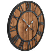 Vidaxl wandklok vintage-stijl quartz-mechanisme xxl 60 cm hout metaal - afbeelding 3