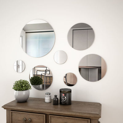 Vidaxl wandspiegelset rond glas 7-delig