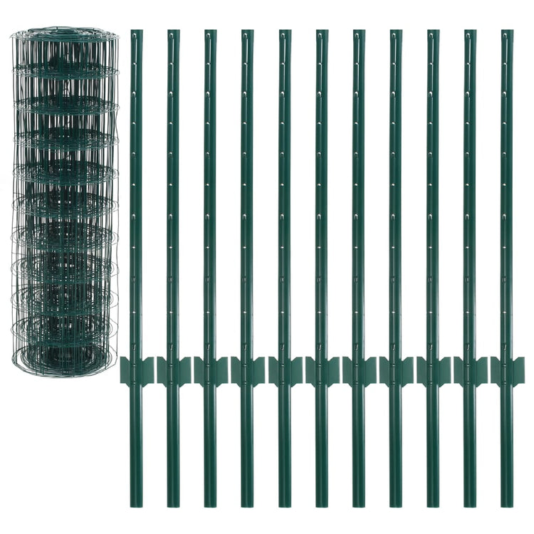 Vidaxl euro hek 20x0,8 m staal groen