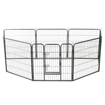 Vidaxl hondenren met 8 panelen 80x80 cm staal zwart