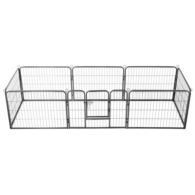 Vidaxl hondenren met 8 panelen 80x60 cm staal zwart