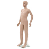 Vidaxl etalagepop kind met glazen voet 140 cm beige - afbeelding 1