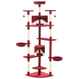 Vidaxl kattenkrabpaal met sisal krabpalen 203 cm rood en wit - afbeelding 2