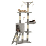 Vidaxl kattenkrabpaal met sisal krabpalen 138 cm grijs - afbeelding 1