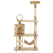 Vidaxl kattenkrabpaal met sisal krabpalen 140 cm pootafdrukken beige - afbeelding 2