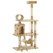 Vidaxl kattenkrabpaal met sisal krabpalen 140 cm pootafdrukken beige - afbeelding 3