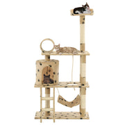 Vidaxl kattenkrabpaal met sisal krabpalen 140 cm pootafdrukken beige - afbeelding 1