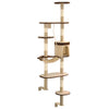 Vidaxl kattenkrabpaal met krabpalen wandmontage 194 cm beige bruin