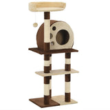 Vidaxl kattenkrabpaal met sisal krabpalen 127 cm beige en bruin - afbeelding 1