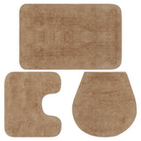 Vidaxl badmattenset stof beige 3-delig - afbeelding 1