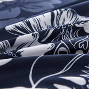 Vidaxl dekbedovertrekset bloemenontwerp 140x220 60x70 cm marineblauw - afbeelding 2