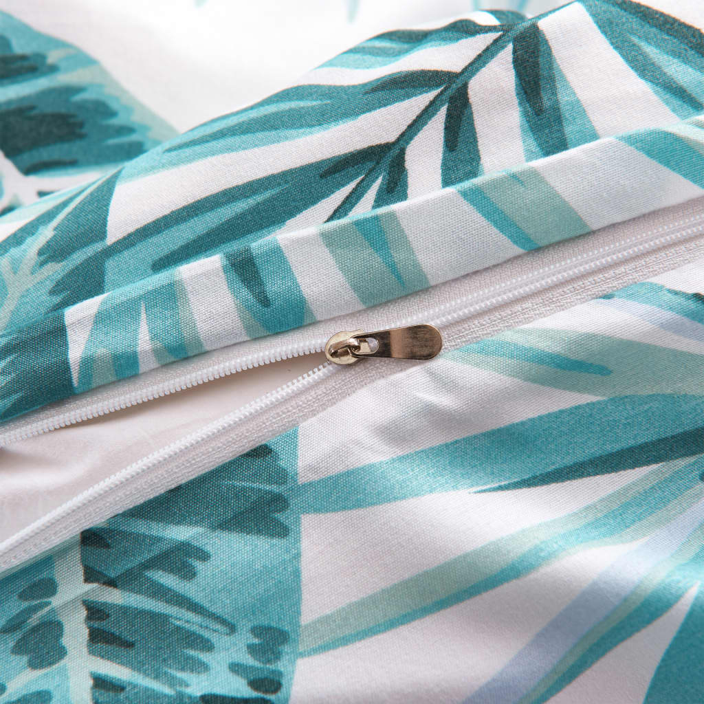 Vidaxl dekbedovertrekset bladeren 140x200 60x70 cm groen