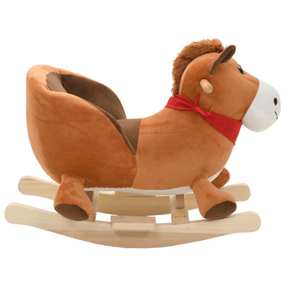 Vidaxl hobbeldier paard met rugleuning 60x32x50 cm pluche bruin