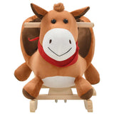 Vidaxl hobbeldier paard met rugleuning 60x32x50 cm pluche bruin - afbeelding 3