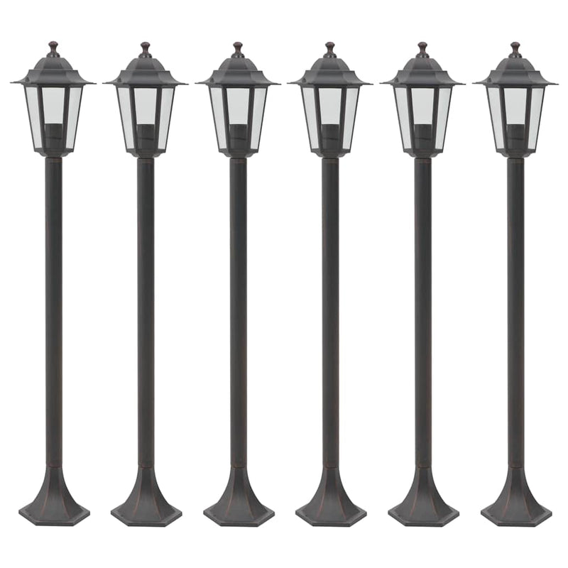 Vidaxl paalverlichting voor tuin e27 110 cm aluminium brons 6 st