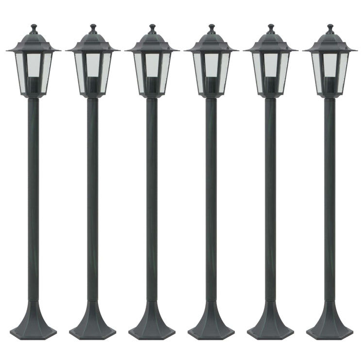 Vidaxl paalverlichting voor tuin e27 110 cm aluminium donkergroen 6 st