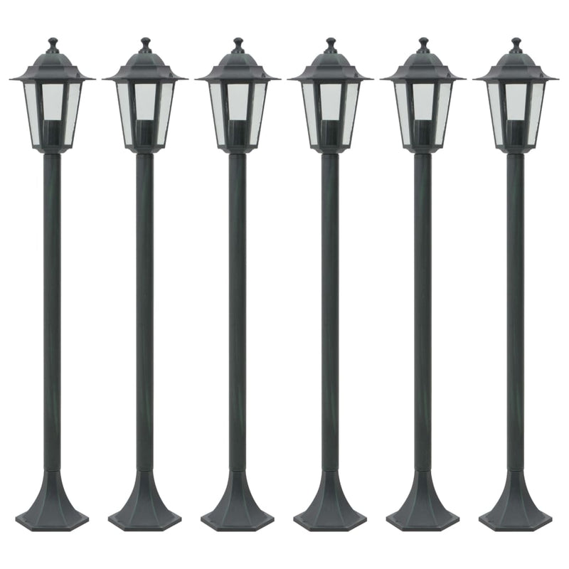 Vidaxl paalverlichting voor tuin e27 110 cm aluminium donkergroen 6 st