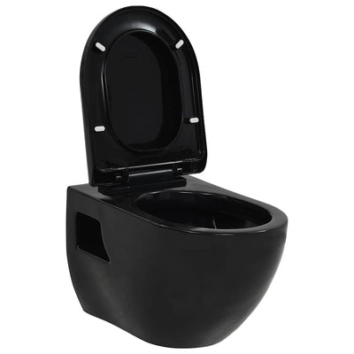 Vidaxl wandtoilet keramiek zwart