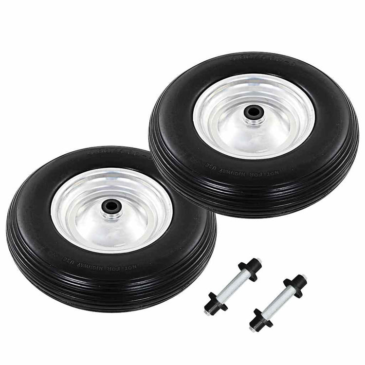 Vidaxl kruiwagenwielen met assen 4,00-8 390 mm massief pu 2 st
