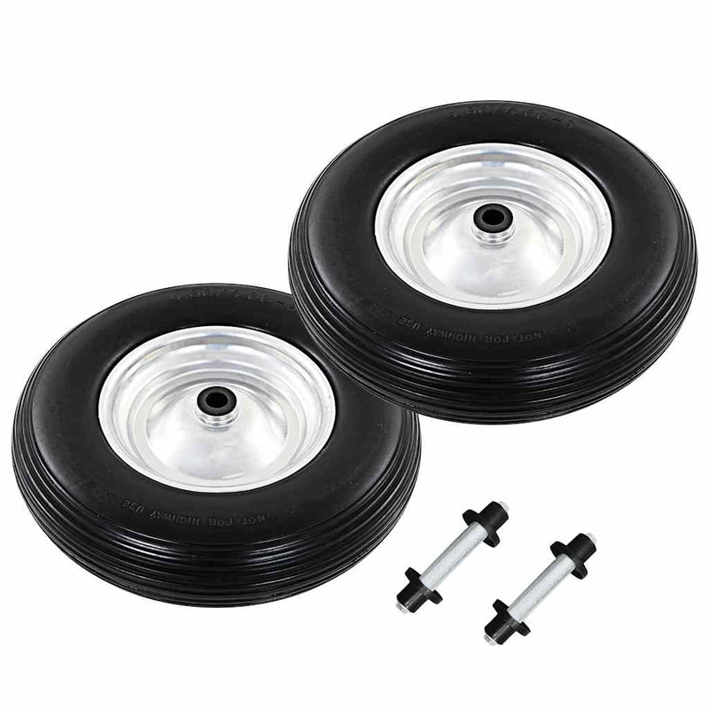 Vidaxl kruiwagenwielen met assen 4,00-8 390 mm massief pu 2 st
