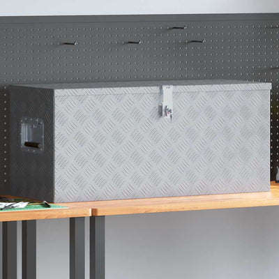 Vidaxl opbergkist 90,5x35x40 cm aluminium zilverkleurig