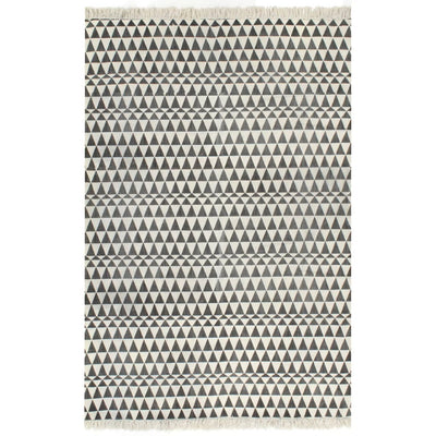 VidaXL Kelim vloerkleed met patroon 120x180 cm katoen zwart wit