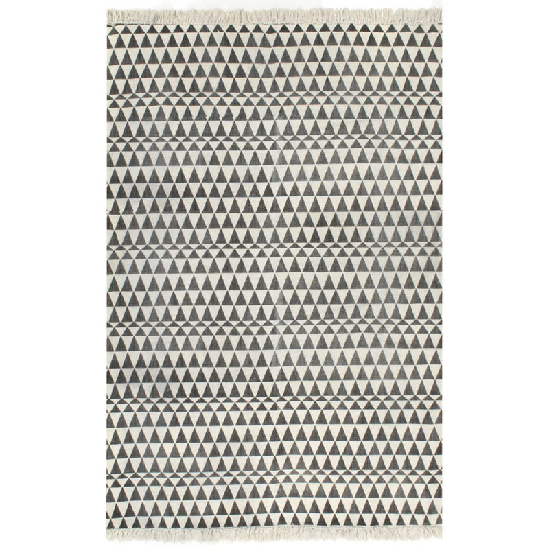 VidaXL Kelim vloerkleed met patroon 120x180 cm katoen zwart wit