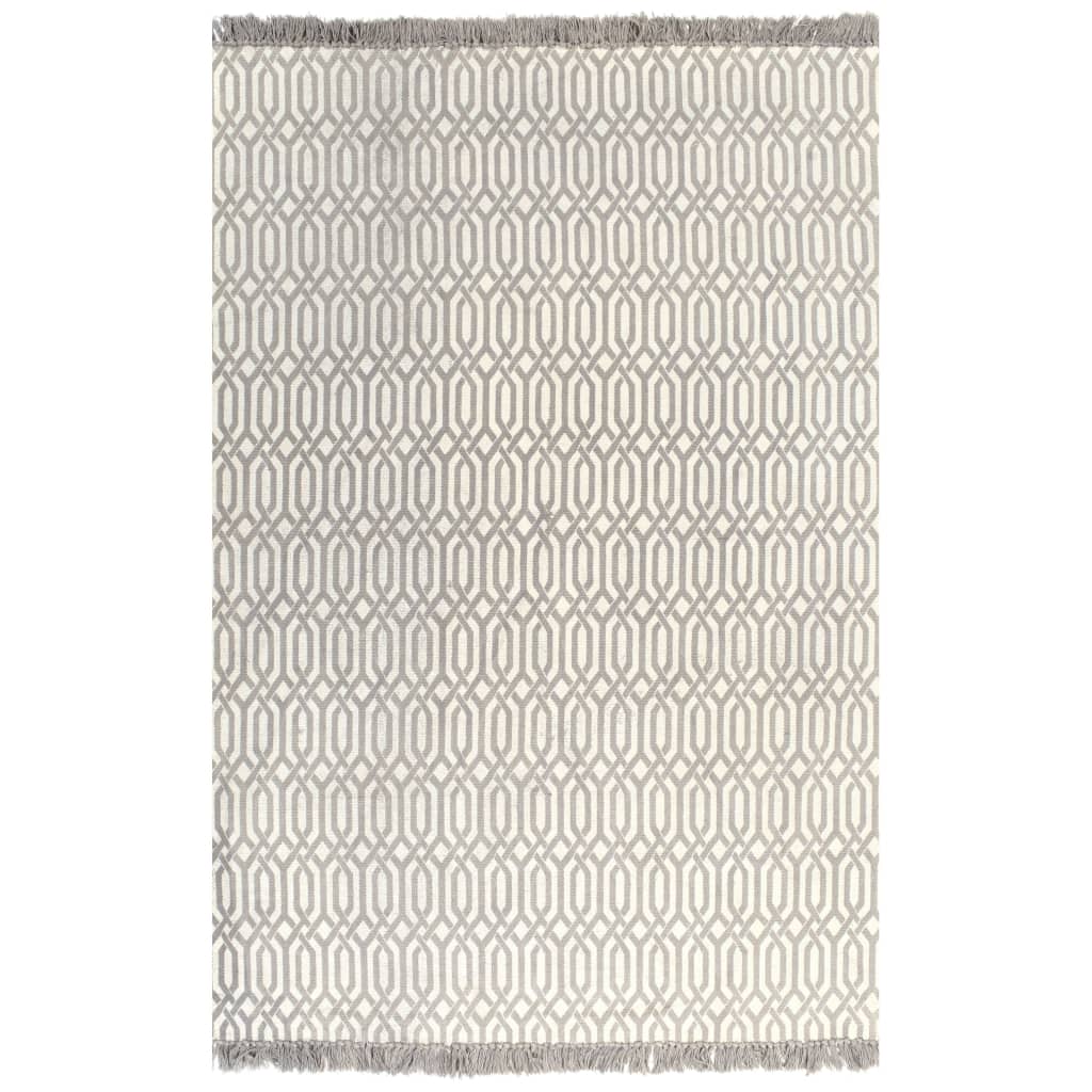Vidaxl kelim vloerkleed met patroon 120x180 cm katoen taupe
