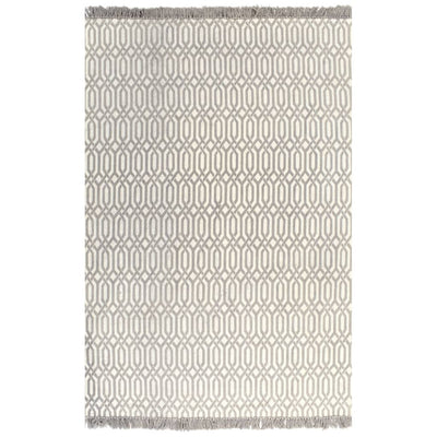 Vidaxl kelim vloerkleed met patroon 120x180 cm katoen taupe