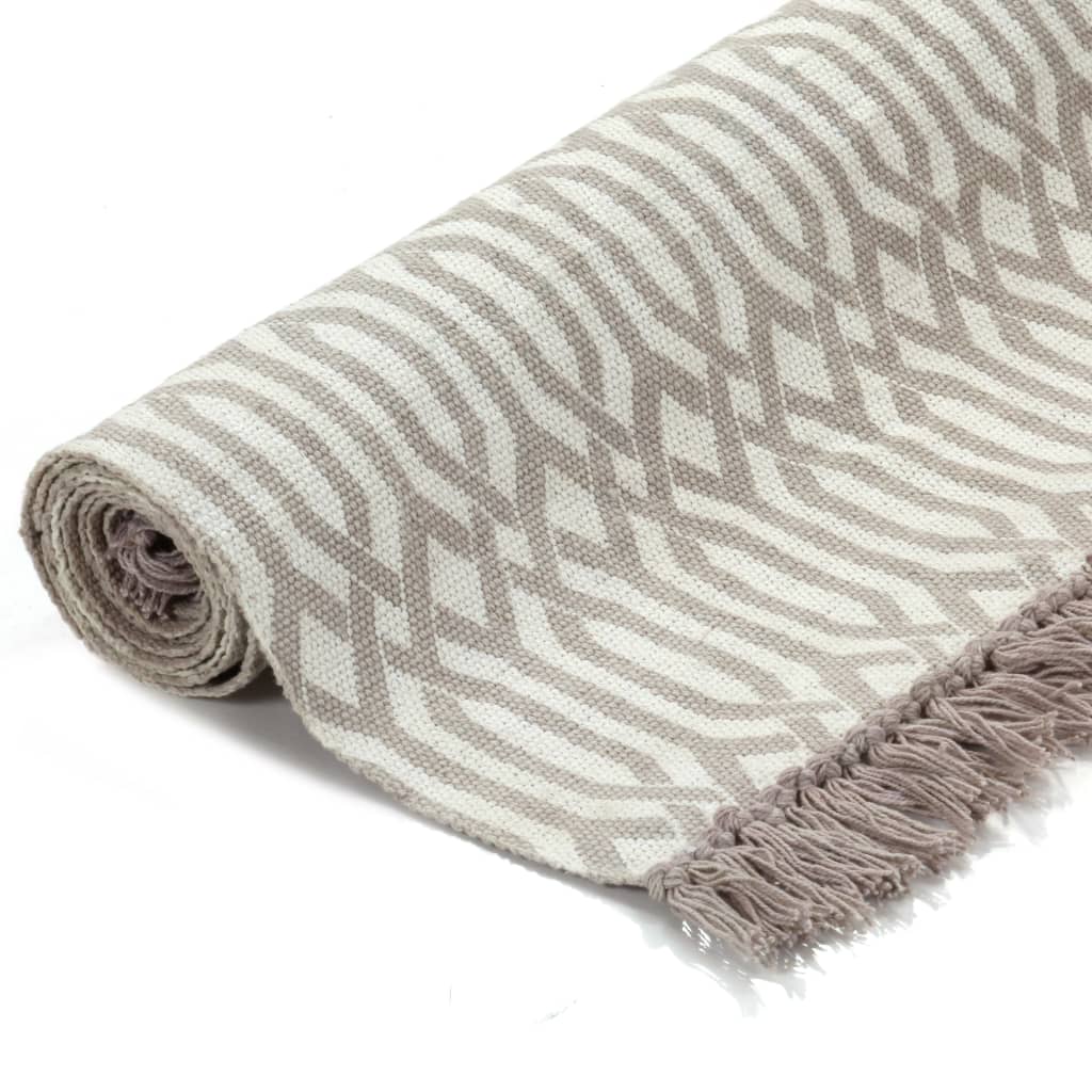 Vidaxl kelim vloerkleed met patroon 120x180 cm katoen taupe