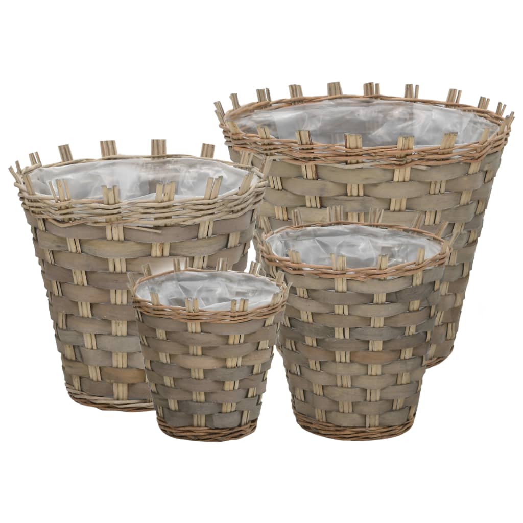 VidaXL Plantenbakken verhoogd 4 st wicker met PE-voering
