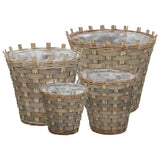 VidaXL Plantenbakken verhoogd 4 st wicker met PE-voering - afbeelding 1