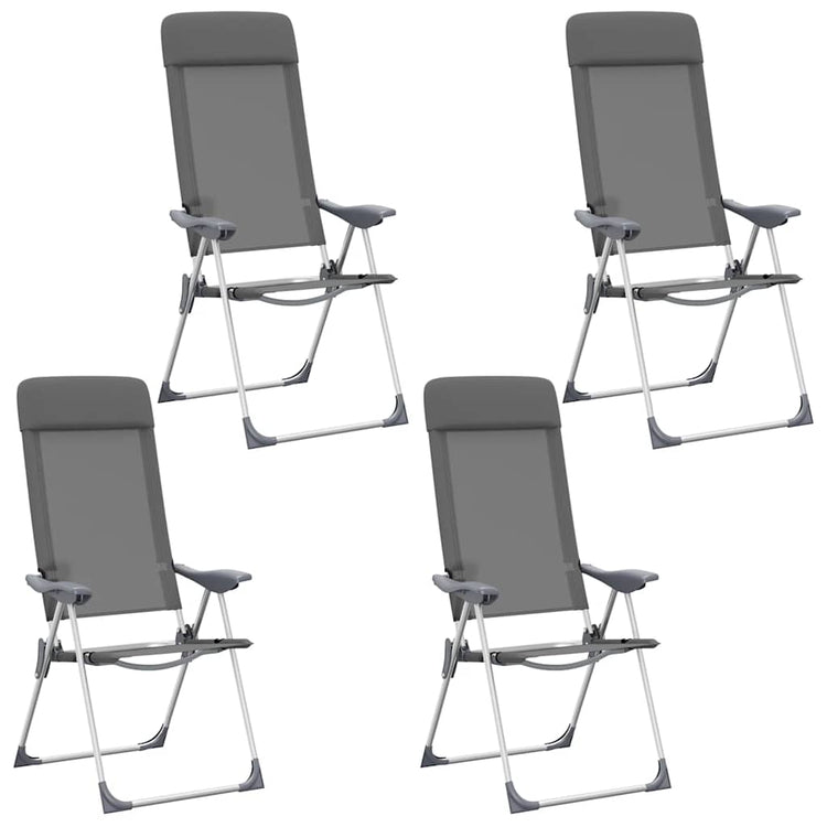 Vidaxl campingstoelen 4 st inklapbaar aluminium grijs