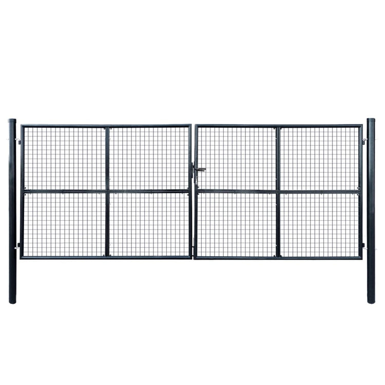 VidaXL Gaaspoort 400x150 cm gegalvaniseerd staal grijs