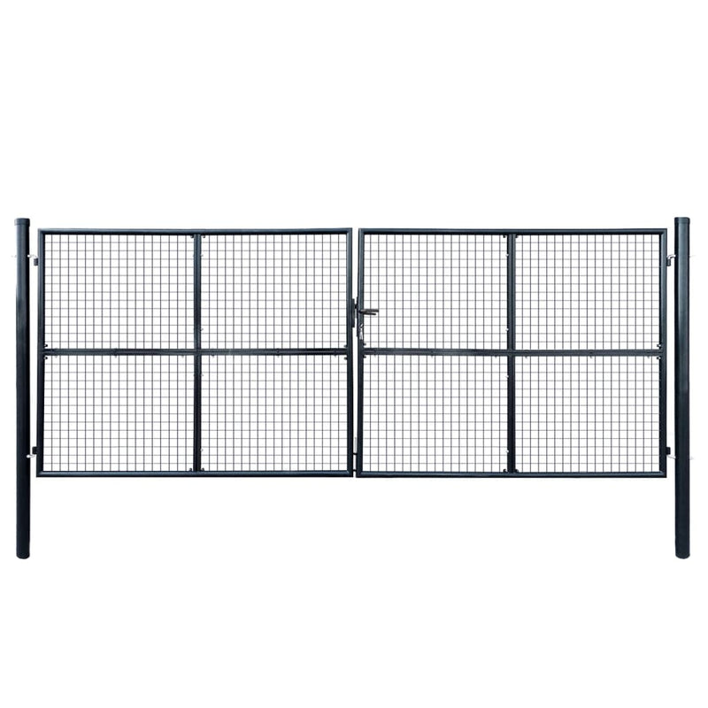 VidaXL Gaaspoort 400x150 cm gegalvaniseerd staal grijs