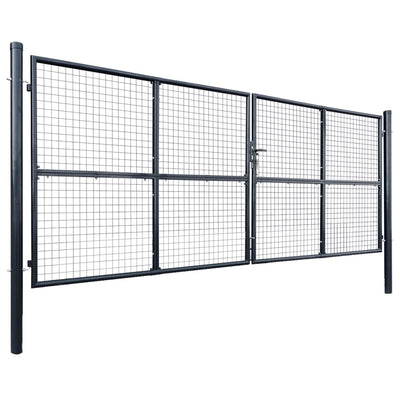 VidaXL Gaaspoort 400x150 cm gegalvaniseerd staal grijs