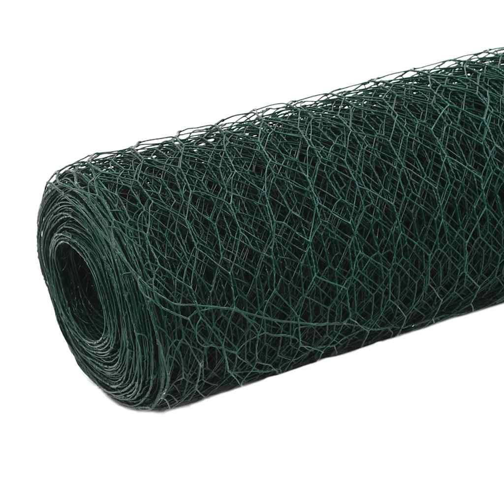 Vidaxl kippengaas 25x1,5 m staal met pvc coating groen