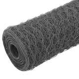 Vidaxl kippengaas 25x0,5 m staal met pvc coating grijs - afbeelding 2