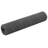 Vidaxl kippengaas 25x0,75 m staal met pvc coating grijs - afbeelding 1