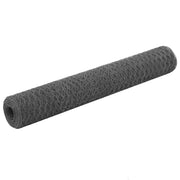 Vidaxl kippengaas 25x1 m staal met pvc coating grijs - afbeelding 1
