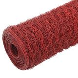 VidaXL Kippengaas 25x0,5 m staal met PVC coating rood - afbeelding 2