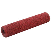 Vidaxl kippengaas 25x0,75 m staal met pvc coating rood - afbeelding 1