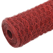 Vidaxl kippengaas 25x1 m staal met pvc coating rood - afbeelding 2