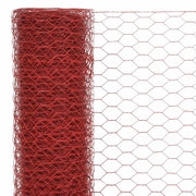 Vidaxl kippengaas 25x1 m staal met pvc coating rood - afbeelding 3