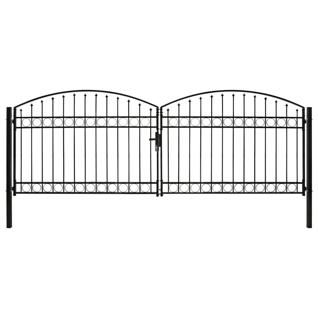 VidaXL Poort met gebogen bovenkant dubbel 400x125 cm staal zwart