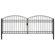 VidaXL Poort met gebogen bovenkant dubbel 400x125 cm staal zwart - afbeelding 1