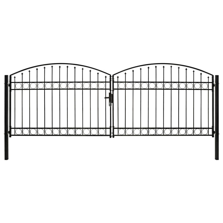 VidaXL Poort met gebogen bovenkant dubbel 400x125 cm staal zwart