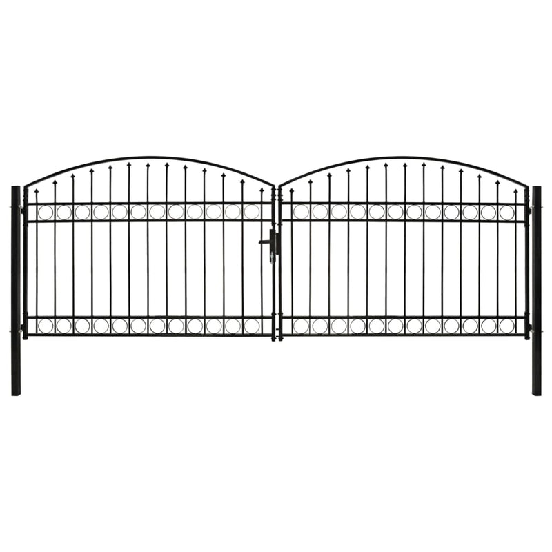 VidaXL Poort met gebogen bovenkant dubbel 400x125 cm staal zwart