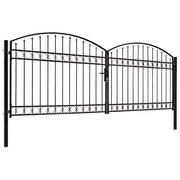 VidaXL Poort met gebogen bovenkant dubbel 400x125 cm staal zwart - afbeelding 2