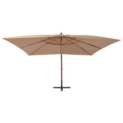 Vidaxl zweefparasol met houten paal 400x300 cm taupe - afbeelding 2